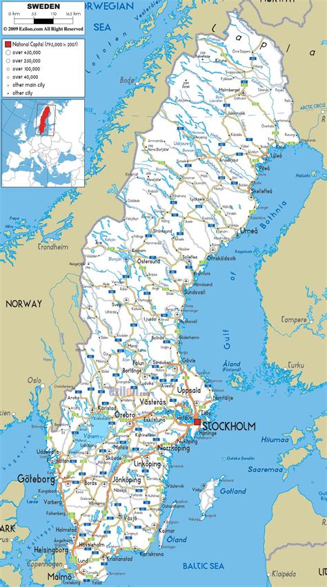 Sweden cities map - Sweden map with cities (Northern Europe - Europe)