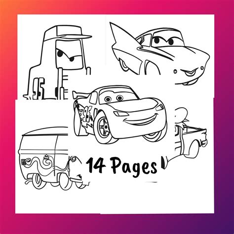 Cars Coloring Pages-kids fun activity-anime art-instant | Etsy