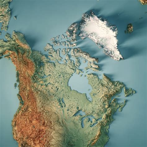 Canada 3D Render Topographic Map - Water Canada