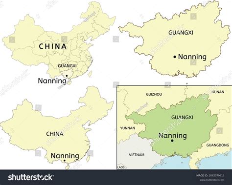 Nanning City Location On Map China Stock Vector (Royalty Free ...