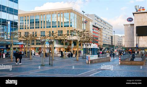 Frankfurt am Main city centre. Panoramic view of the Konstablerwache square, part of the ...