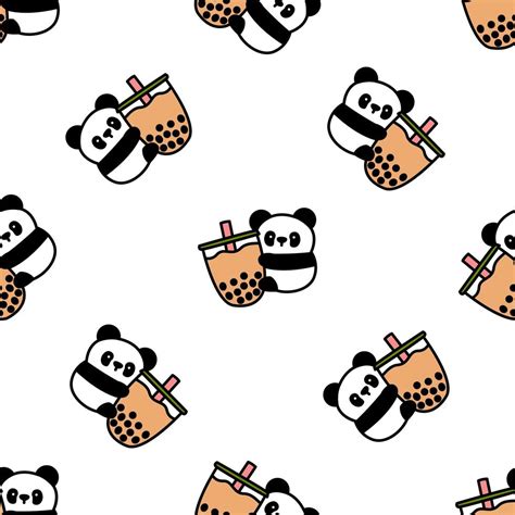 Cute panda holding bubble tea cartoon seamless pattern 1339724 Vector Art at Vecteezy