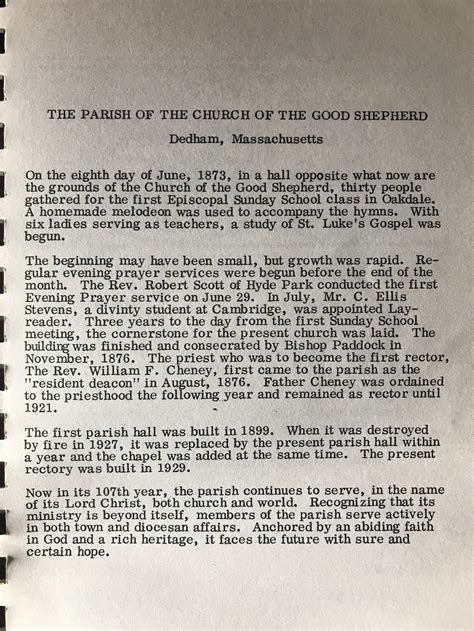 History of the Church — The Church of the Good Shepherd