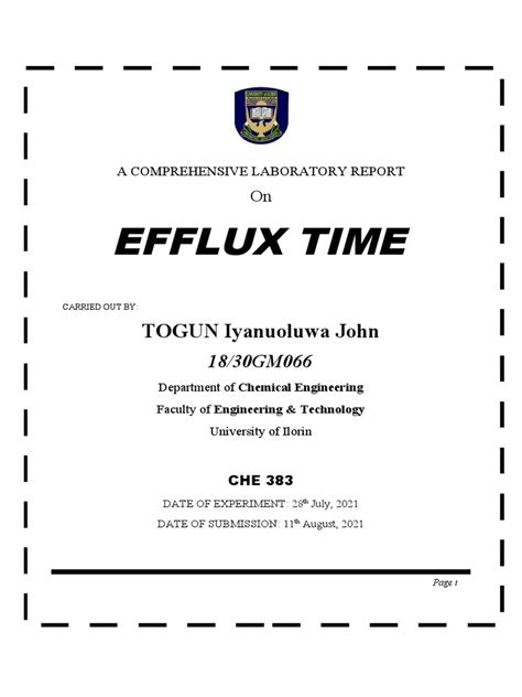 Efflux Time | PDF | Applied And Interdisciplinary Physics | Chemical Engineering