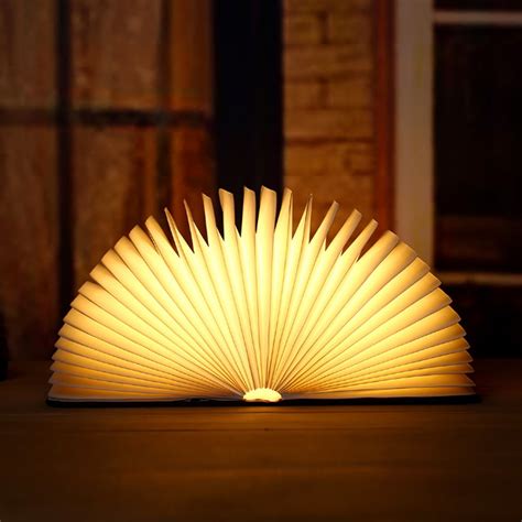 Wooden Book Light, Folding Book Lamp USB Rechargable Book Shaped Light - Walmart.com - Walmart.com