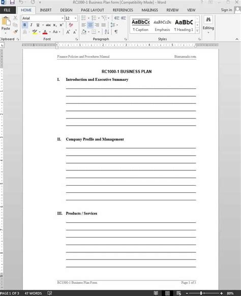 Business Plan Template