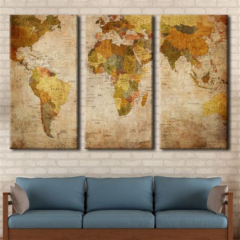 World Map Multi Panel Canvas Wall Art | ElephantStock