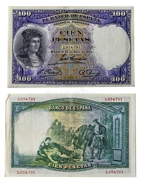 Spanish Peseta - 100 Peseta Bill from 1931 Stock Photo - Image of 1931 ...