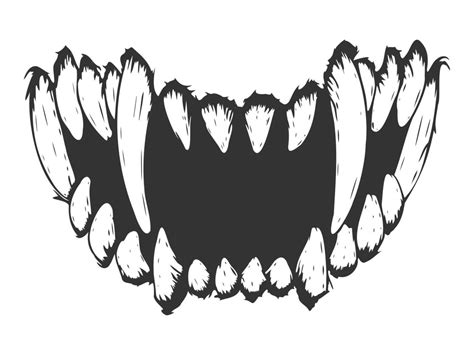 Teeth in a grin. Fang. Vector illustration. Isolated on white ...