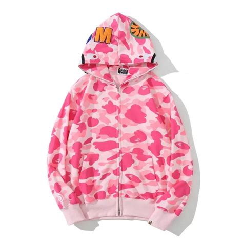 BAPE 1ST OG Camo Shark Zip up Hoodie Pink - BAPESTA