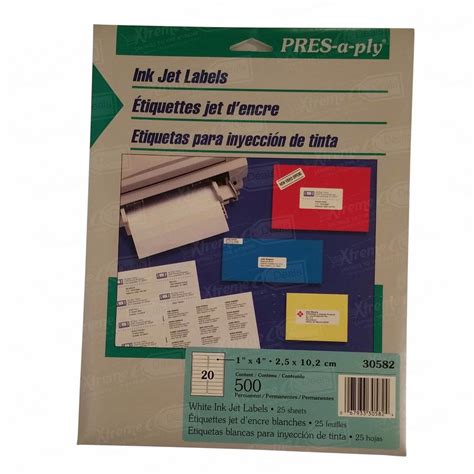 PRES-a-ply White Ink Jet Labels 25 sheets 1”x 4” (30582) - Xtreme eDeals