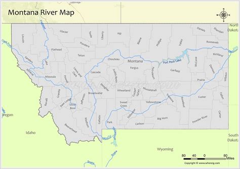 Montana River Map, Rivers & Lakes in Montana (PDF) - Whereig.com