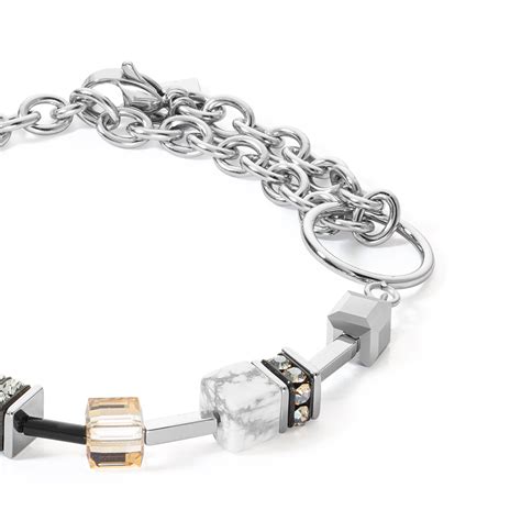 GeoCUBE® Iconic Precious Chain bracelet grey-beige – COEUR DE LION (UK-WORLD)