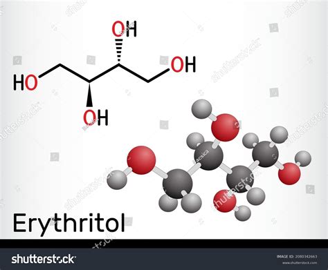 Erythritol Molecule Sugar Alcohol Polyol Food Stock Vector (Royalty ...