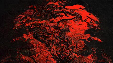 Red Dragon - Contemporary Red Dark Abstract Painting Painting by Modern Abstract