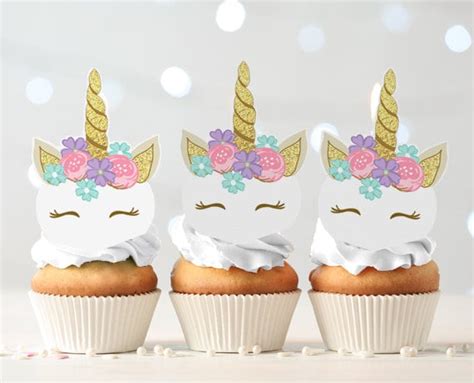 Unicorn Cupcake Toppers Unicorn Birthday Party Decoration Magical Unicorn Party Girl Pink and ...