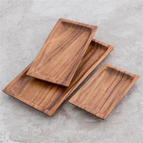 Wood platters, 'Memories of Home' (set of 3) | Wood platter, Small platter, Platters