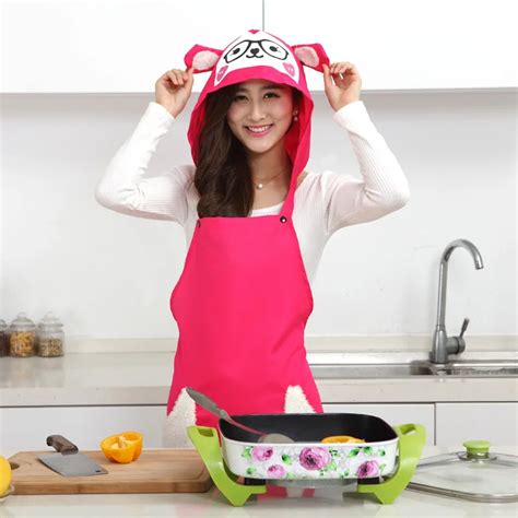 Cute Sheep Aprons Kitchen Restaurant Cooking Aprons With Pocket and Hat Women anti oil High ...