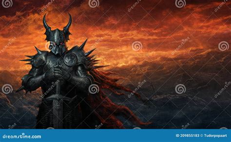 Fantasy Evil Dark Lord With Black Armor Royalty-Free Illustration | CartoonDealer.com #209855183