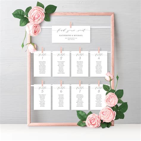 Printable Wedding Seating Cards Template DIY Katherine - Etsy