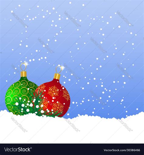 Christmas balls on snow Royalty Free Vector Image