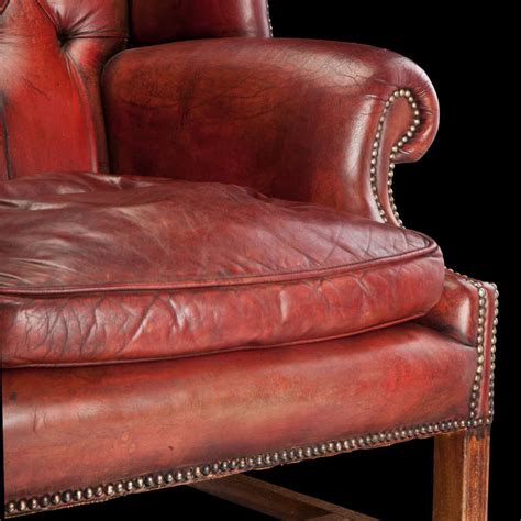 Red Leather Wingback Chair at 1stDibs