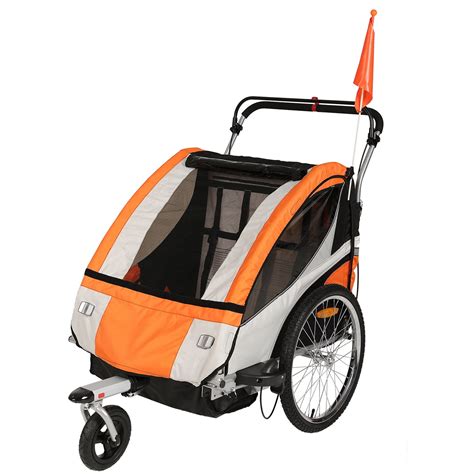 Clevr Double Bicycle Baby Kid Child Trailer Bike Jogger/Stroller Folding, Orange - Walmart.com ...