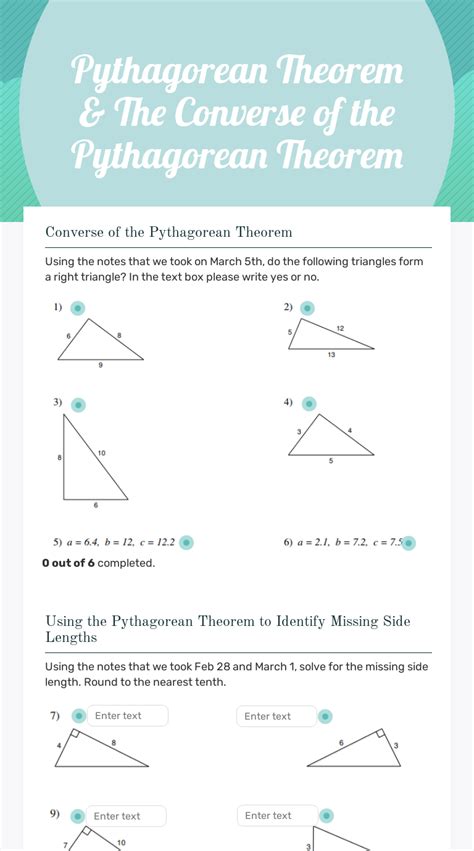 Converse Of Pythagorean Theorem Worksheet