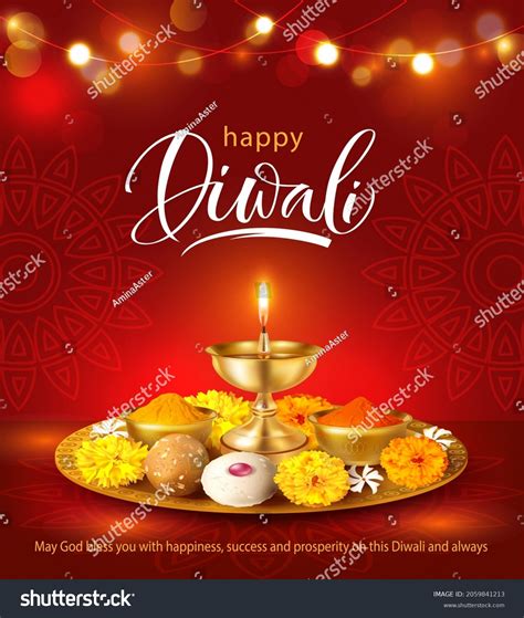 Happy Diwali Background Puja Thali Diya Stock Vector (Royalty Free ...