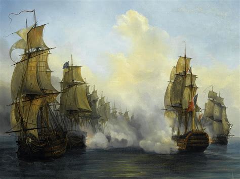 Fight of the Wagram, Naval Battle Painting by Auguste Mayer