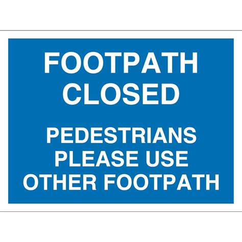 Footpath Closed Pedestrians Use Other Footpath Signs - from Key Signs UK