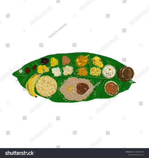 Traditional Food Onam Sadya Served On Stock Vector (Royalty Free) 2196931475 | Shutterstock