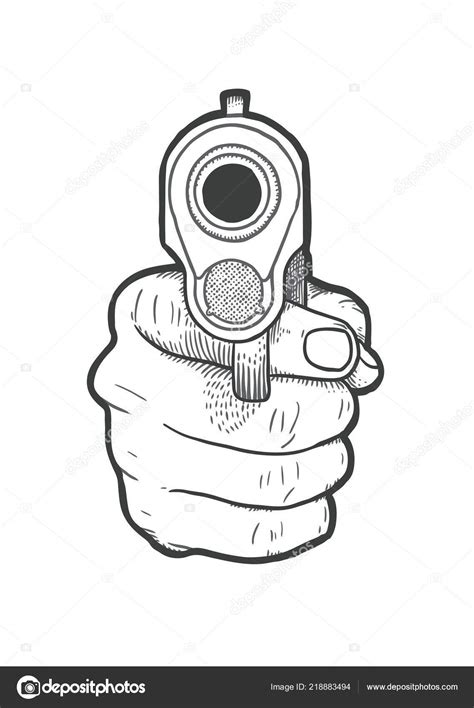 Hand Drawn Hand Gun Vector Illustration — Stock Vector © SynchR #218883494