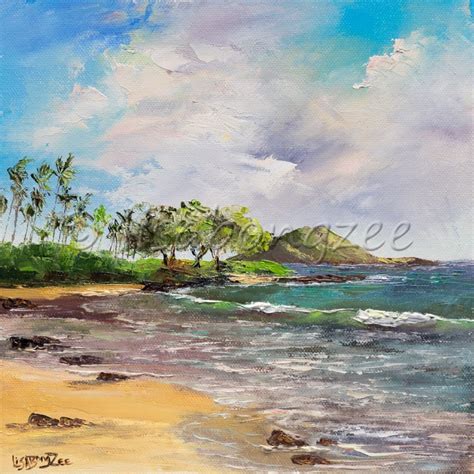 South Maui Sunset (Hawaii Beach) - Original Oil Palette Knife Painting ...