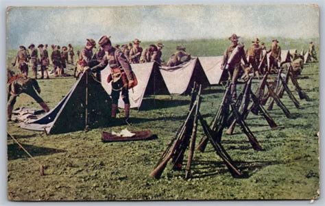 WW1 ARMY CAMP Tents Rifles Soldiers Uniform Military Antique Posted Postcard F18 £6.39 - PicClick UK