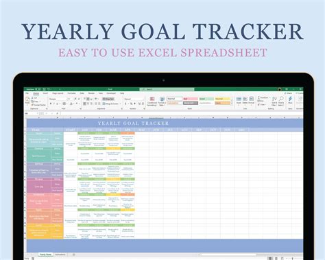 Yearly Goal Tracker Excel Spreadsheet Digital Download - Etsy