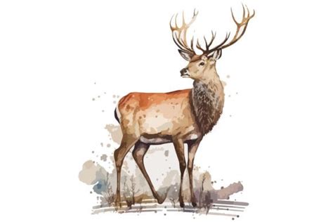 Watercolor Deer Vector Illustration Graphic by BreakingDots · Creative ...