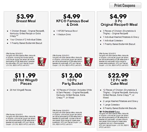 Printable Coupons 2021: KFC Printable Coupons February 2013