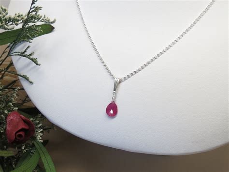 Natural Ruby Pendant Necklace Pink Gemstone Necklace July | Etsy