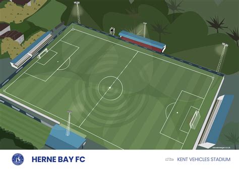 Whitstable Town FC, Belmont Stadium Illustration Print - The Half Way Line