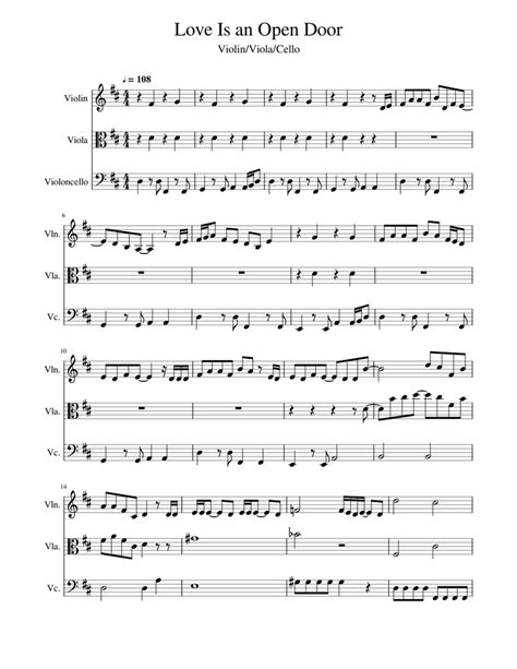 Love Is an Open Door Sheet music for Violin, Viola, Cello (String Trio ...