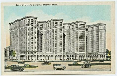 General Motors Building Detroit Michigan USA VTG View Postcard Unposted Old Cars | Michigan usa ...