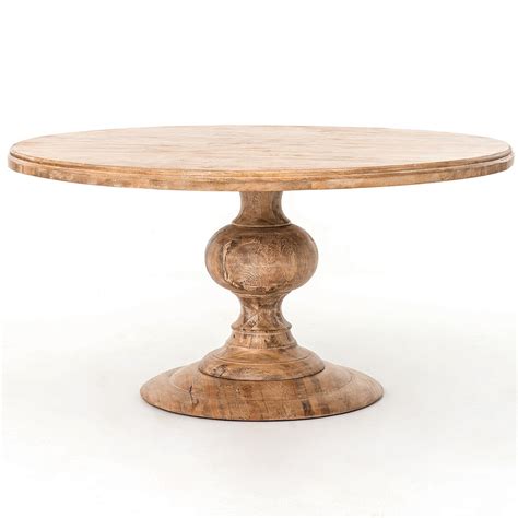 60 Round Pedestal Dining Table in Whitewash, Wood Round Dining Table, Wood Rounds