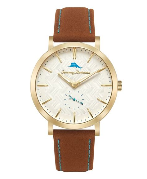 Tommy Bahama Hampton Bay Genuine Brown Leather Watch - Macy's