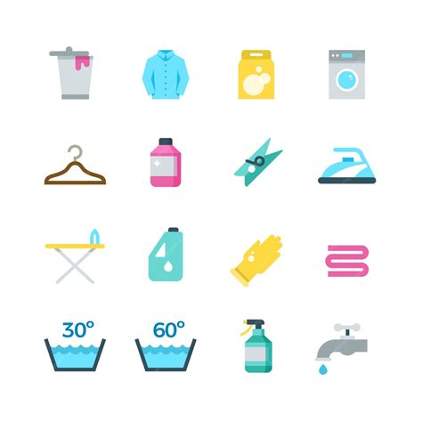 Premium Vector | Household washing, drying and laundry flat icons