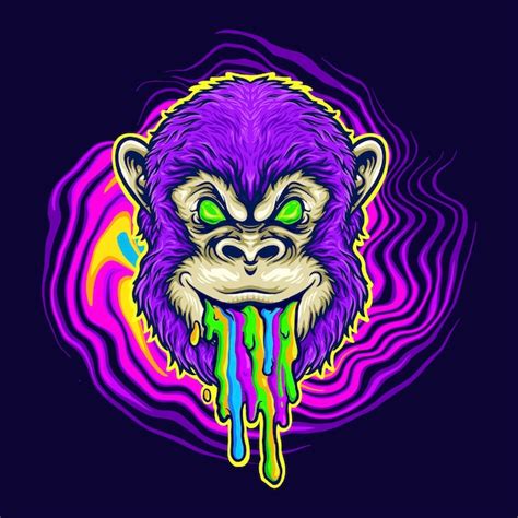 Premium Vector | Monkey Trippy Psychedelic Vector illustrations for ...