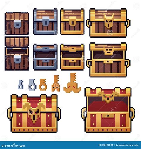 Treasure Chests Isometric Cartoon Set Vector Illustration ...