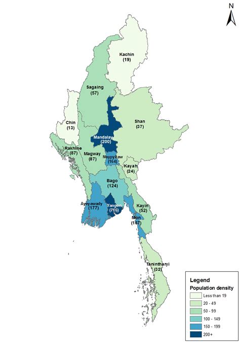 Myanmar Population Density Map