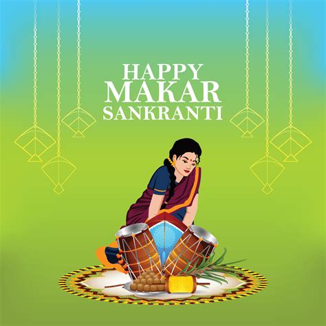 Makar sankranti creative poster with colorful kites and drum 21053329 ...