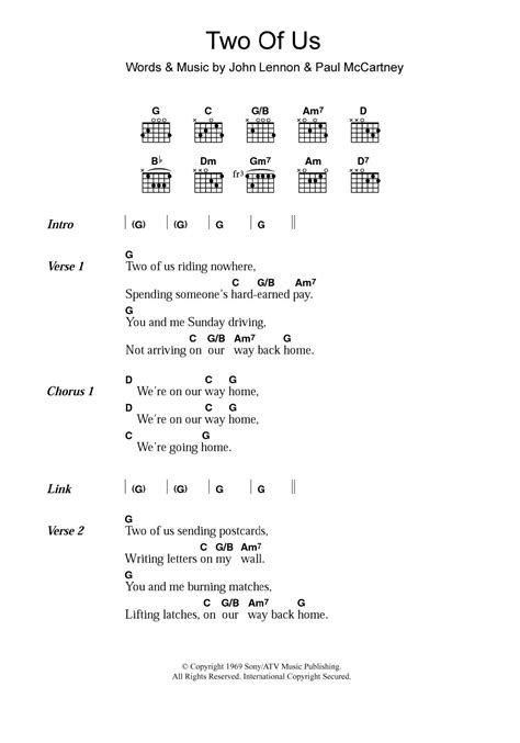 Two Of Us by The Beatles - Guitar Chords/Lyrics - Guitar Instructor